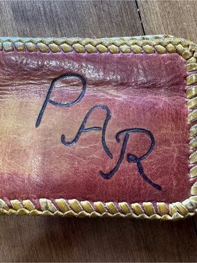 "vintage western/hippie boho hand-laced wallet"